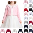 thumbnail image 1 of Teyfeniy Toddler Girls Sweater Cardigans Kids Knitted Cotton Soft Cute Outwear Button Casual Long Sleeve Crew Neck Jackets, for 2 to 14 Years, 1 of 8