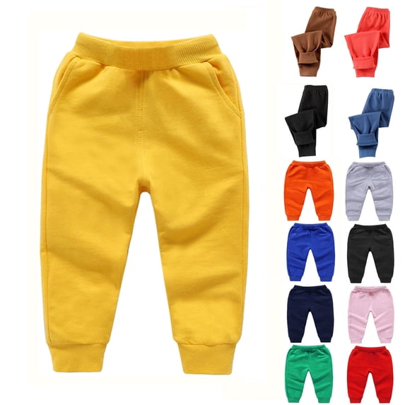Teyfeniy Toddlers Boys Girls Casual Sweatpants Elastic Waist and Ankle Pants Straight Leg Solid Color Loungewear Sleepwear
