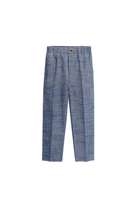 Toddlers Dress Pants For Boys Girls School Uniform Elastic Waist Button Solid Color Casual Straight Leg Chino Pants