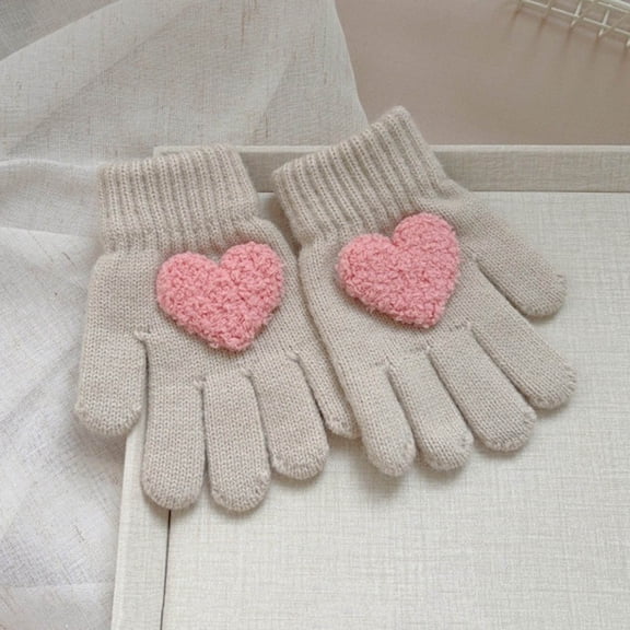 Teyfeniy Toddlers Girls Knitted Gloves Cute Mittens with Graphic Warm Winter Fall Gloves for Outdoor Activity