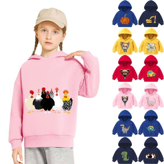 Teyfeniy Toddlers Kids Print Hoodies Cute Long Sleeve Casual Pullover Sweatshirts Fall Winter Comfy Soft Loose Fashion Tops Going out Activity Shirts for Boys Girls Unisex, for 2 to 7 Years