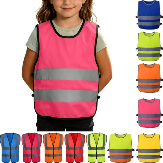 Teyfeniy Unisex Kids Safty Vests High Visibility Reflective Strips Sleeveless Tops Elastic Solid Color Outdoor Activity Cycling Camping Tank Tops, for 8 to 17 Years