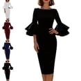 Teyfeniy Wedding Guest Dresses for Women Boat Neck Long Ruffle Sleeve Teyfeniy Wedding Guest Dresses for Women Boat Neck Long Ruffle Sleeve