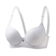 thumbnail image 1 of Teyfeniy White Wire Balconette Bras for Women Halter Seamless Comfy Adjustable Strap Bralettes with Pad Lift and Support Solid Color Lightweight Breathable V Neck Bras, 1 of 6
