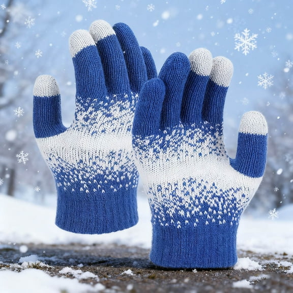 Teyfeniy Winter Knit Gloves for Women Screentouch Color Matching Thermal Warm Fall Winter Snow Ski Warm Glove for Outside Activity