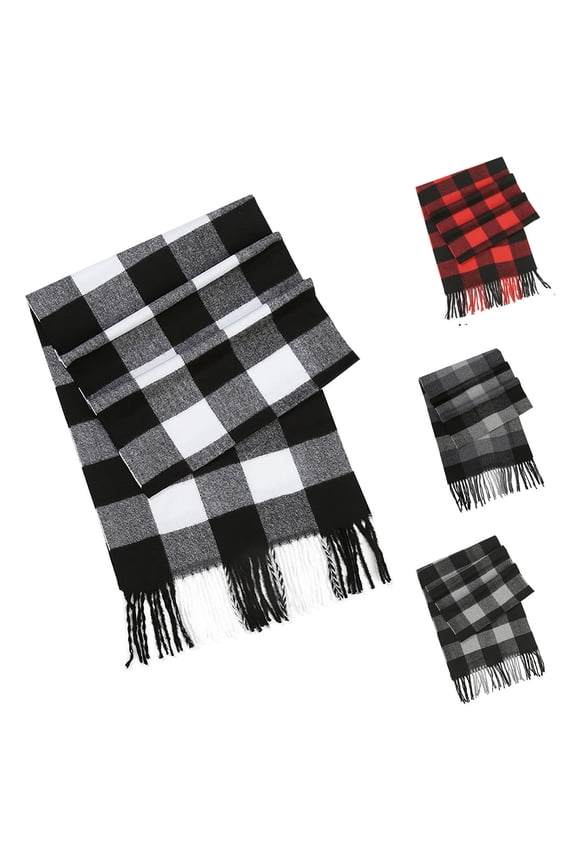 Winter Plaid Scarf for Men Long Soft Warm Scarves Tassel Scarf Classic Comfy Casual Thick Fashion Stylish Outfit for Men