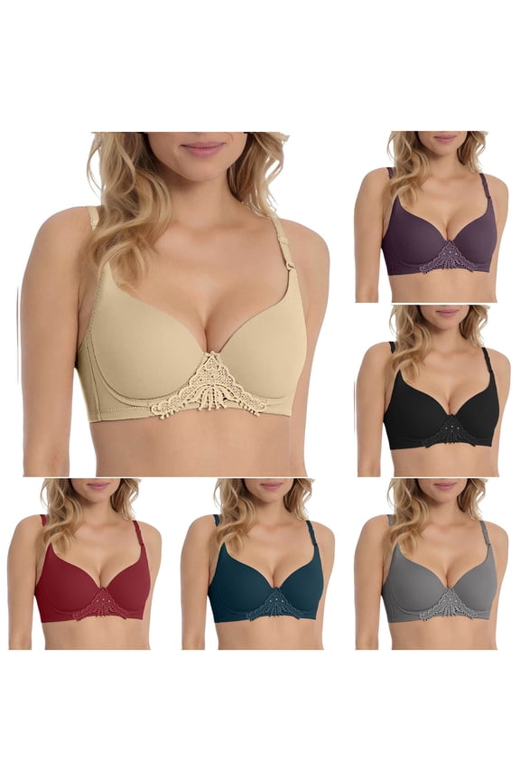 Wire Halter Bras for Women Seamless Comfy Balconette Adjustable Strap Bralettes with Pad Lift and Support Solid Color Lightweight Breathable V Neck Bras