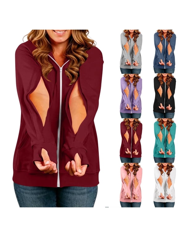Women Dialysis Sweatshirts with Arm Zipper Hoodies Post Shoulder Surgery Infusion Jacket Hassle-Free Port Access & Hemodialysis Clothing
