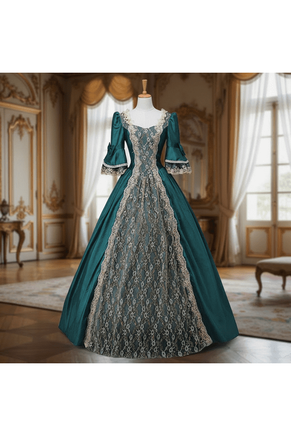 Women Fancy Princess Dresses U Neck A Line Dress Short Sleeve Maxi Dress Floor Length Ball Gown Gala Party Fashion Costume Outfit Dresses