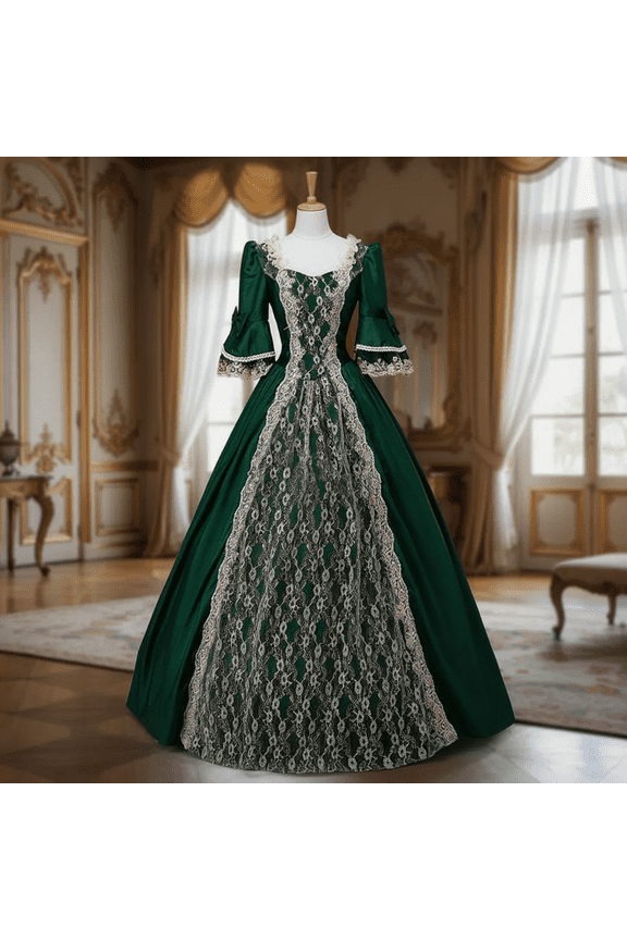 Women Fancy Princess Dresses U Neck A Line Dress Short Sleeve Maxi Dress Floor Length Ball Gown Gala Party Fashion Costume Outfit Dresses