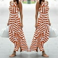 thumbnail image 1 of Teyfeniy Women Striped Maxi Dresses Summer Spring Sun Crew Neck Sleeveless Dress with Graphic Going Out Holiday Vacation Beach Outfit Color Block Comfy Flowy Dresses, 1 of 6