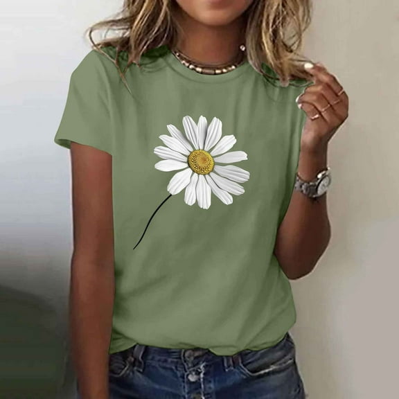 Teyfeniy Women Summer Tops Casual Graphic Shirts Short Sleeve Pullover V Neck Holiday Vacation Loose Lightweight Casual Spring Outfit Soft Blouse Tops