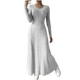 thumbnail image 1 of Teyfeniy Women's Sweater Maxi Dresses U Neck Cable Knitted Long Sleeve Solid Color Long Dresses Fall Winter Stretch Fashion Stylish Casual A Line Dresses , for S to Xl, 1 of 9