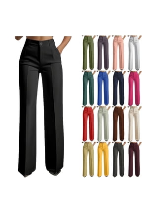 Womens Dress Pants Business Casual Flex Motion Slacks Dressy Pants Regular Office Fashion Stylish High Waist Straight Leg Work Trouser with Pockets
