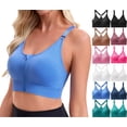 thumbnail image 1 of Teyfeniy Womens Front Zipper Sport Bras Yoga Running Everyday Comfy Soft Padded Adjustable Straps Wireless Crossback Bralettes, 1 of 7