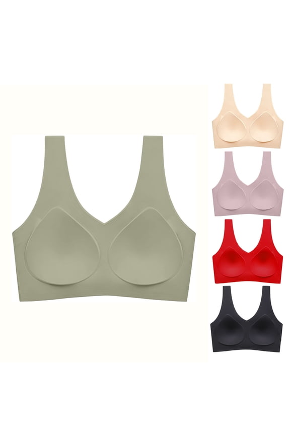 Womens Jelly Bras Wireless Seamless Full Coverage Breathable Elastic Strap Solid Color Push Up Stretchy Comfy Bralettes Support Minimizer Bras