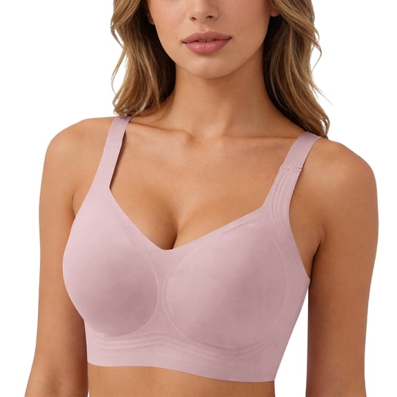 Teyfeniy Womens Jelly Bras Wireless Seamless Full Coverage Breathable Elastic Strap Solid Color Push Up Stretchy Comfy Bralettes Support Minimizer Bras