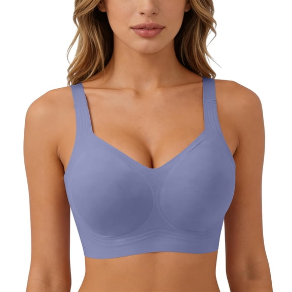 Teyfeniy Womens Jelly Bras Wireless Seamless Full Coverage Breathable Elastic Strap Solid Color Push Up Stretchy Comfy Bralettes Support Minimizer Bras