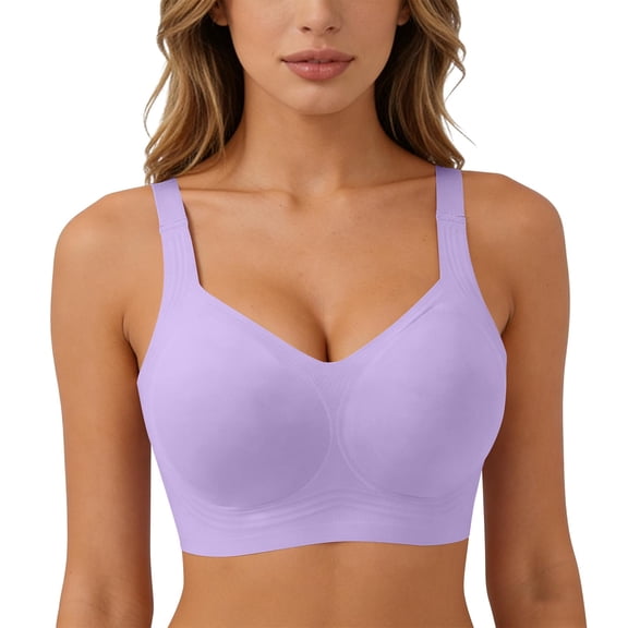 Teyfeniy Womens Jelly Bras Wireless Seamless Full Coverage Breathable Elastic Strap Solid Color Push Up Stretchy Comfy Bralettes Support Minimizer Bras