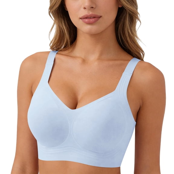 Teyfeniy Womens Jelly Bras Wireless Seamless Full Coverage Breathable Elastic Strap Solid Color Push Up Stretchy Comfy Bralettes Support Minimizer Bras