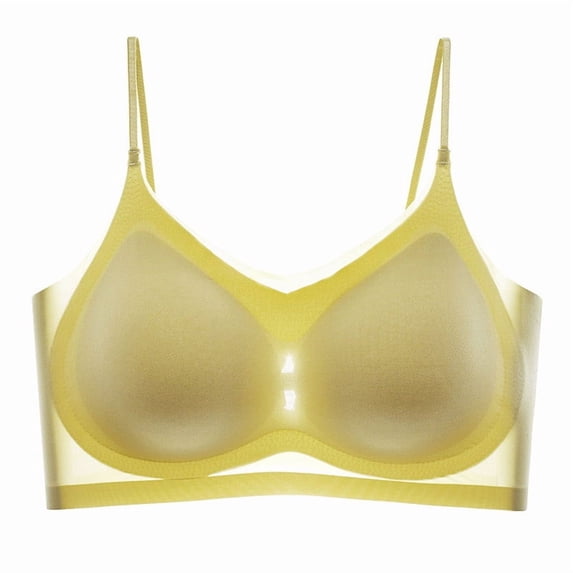 Teyfeniy Womens Jelly Halter Bras Wireless Seamless Full Coverage Breathable Elastic Strap Solid Color Push Up Stretchy Comfy Bralettes Support Lightweight Bras