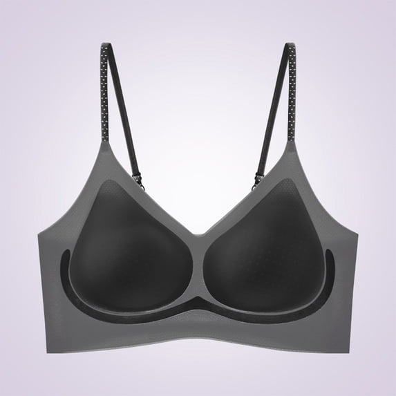Teyfeniy Womens Jelly Halter Bras Wireless Seamless Full Coverage Breathable Elastic Strap Solid Color Push Up Stretchy Comfy Bralettes Support Lightweight Bras