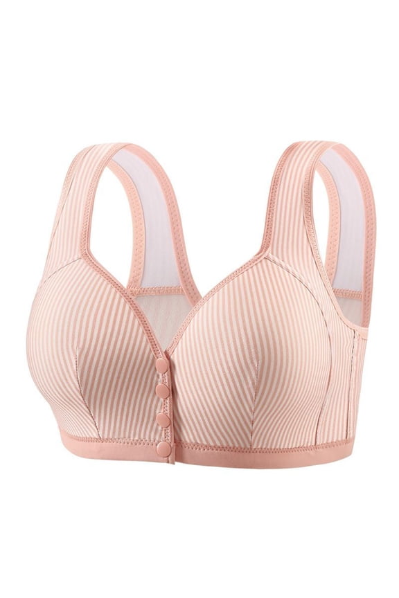 Womens Striped Bras Front Closure Seamless Full Coverage Push Up Stretchy Comfy Bralettes Supportive Wireless Bras