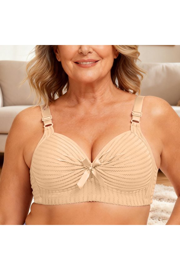 Womens Striped Bras Wireless Adjustable Straps Minimizer Bralette Soft Twist Full Coverage Stretchy Supportive Push up Everday Bras