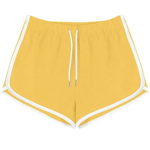 Teyfeniy Yellow Athletic Shorts for Women Summer Dophin Short Elastic Waist Solid Color Workout Running Gym Yoga Lightweight Casual Comfy Soft Lounge Shorts