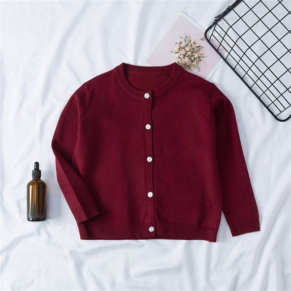 Teyfeniy Toddlers Kids Girls Cardigan Long Sleeve Children Button Up Breathable Sweater Solid Color Fall and Winter Sweaters for Little Girls
