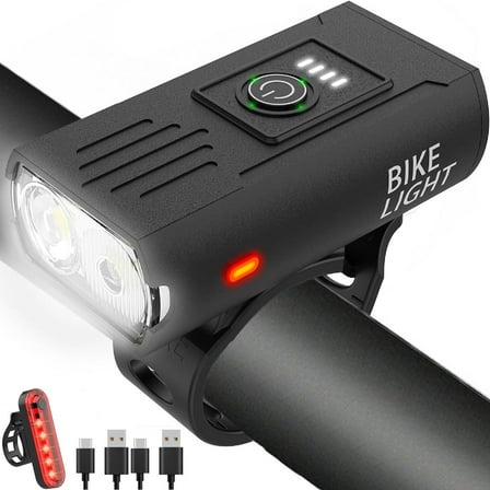 Teyjry Bike Light, High Lumens Super Bright Bicycle Light, 6+4 Modes USB Rechargeable Bike Headlight & Tail Light Set, Waterproof Safety Bike Front & Rear Light for Road, Mountain, Night Riding