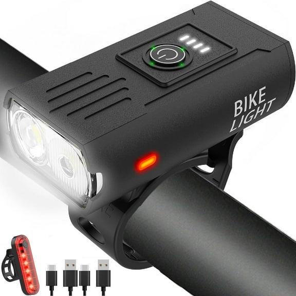 Teyjry Bike Light, High Lumens Super Bright Bicycle Light, 6+4 Modes USB Rechargeable Bike Headlight & Tail Light Set, Waterproof Safety Bike Front & Rear Light for Road, Mountain, Night Riding