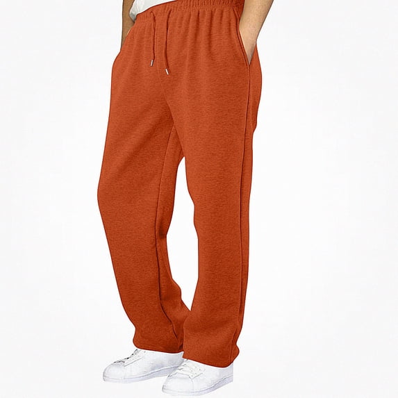 Teylalorva Boys Fleece Lined Joggers Elastic Waist Drawstring Side Pocket Warm Sports (4-15) Orange Size 6