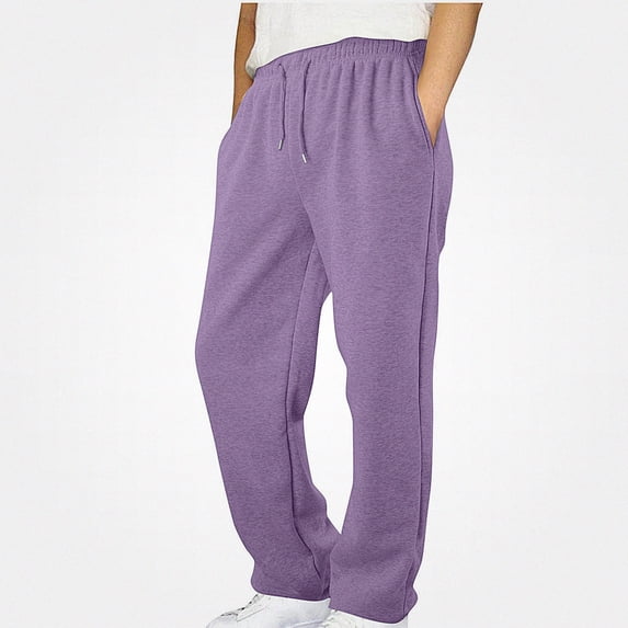 Teylalorva Boys Fleece Lined Joggers Elastic Waist Drawstring Side Pocket Warm Sports (4-15) Purple Size 14