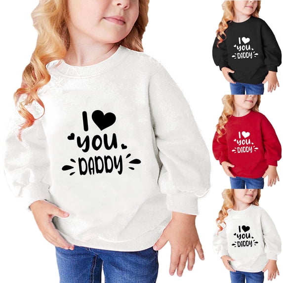 Teylalorva Boys Girls Heart Print Pullover Sweatshirt (2-10) Long Sleeve Round Neck Top Casual Wear White Size 110
