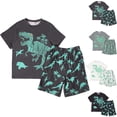 thumbnail image 1 of Teylalorva Boys Graphic Outfit Sets Crew Neck Tee and Cartoon Print Shorts Casual Summer Daily Clothes 2 Piece Black Size 6, 1 of 6