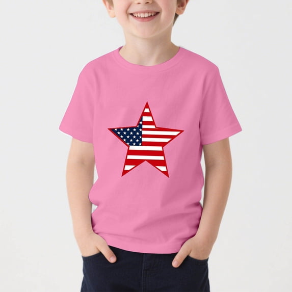 Teylalorva Boys Graphic T-Shirt, Round Neck Soft Casual Short Sleeve Kids Summer Active Tee Pink Size 7