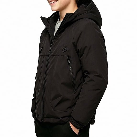 Teylalorva Boys Outerwear (3-12) Winter Ski Jacket Waterproof Windproof Hooded Coat Warm Outdoor Sports Snow For Kids Black Size 7