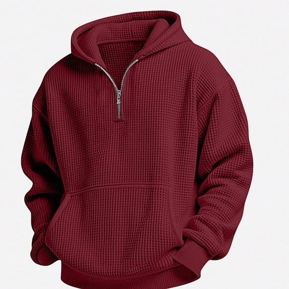 Teylalorva Boys Sweatshirt (4-14) Waffle Knit Hooded Long Sleeve Casual Warm Fall Winter Pullover Top For Kids Wine