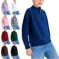 thumbnail image 1 of Teylalorva Boys Sweatshirt Half Zip Lapel Collar Long Sleeve Casual Solid Pullover Top Gray Size 13, 1 of 10