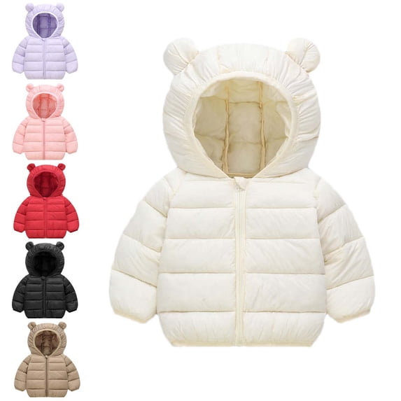 Teylalorva Girls Coat Zip up Hooded Bear Ears Raglan Sleeve Cotton Padded Jacket Cute Winter Outerwear (1-7) Purple Size 4T