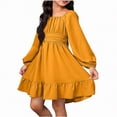 thumbnail image 1 of Teylalorva Girls Dresses (4-13), Sweet Puff Long Sleeve Bow Backless Tie-Up Dresses Crew Neck Fashion Outfit Summer Party Orange Size 8, 1 of 8