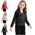 thumbnail image 1 of Teylalorva Girls Leather Jacket Zip up Stand Collar Motorcycle Style Casual Outerwear with Lining Pink Size 11, 1 of 8