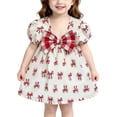 thumbnail image 1 of Teylalorva Girls Midi Dress, Cute Graphic Short Sleeve Summer Ruffles Casual Party Sundress Red Size 2, 1 of 7