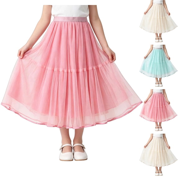 Teylalorva Girls Midi Skirt Breathable Mesh Classic Fit Soft Comfort Summer Fashion Wedding Skirt Beige Size 6