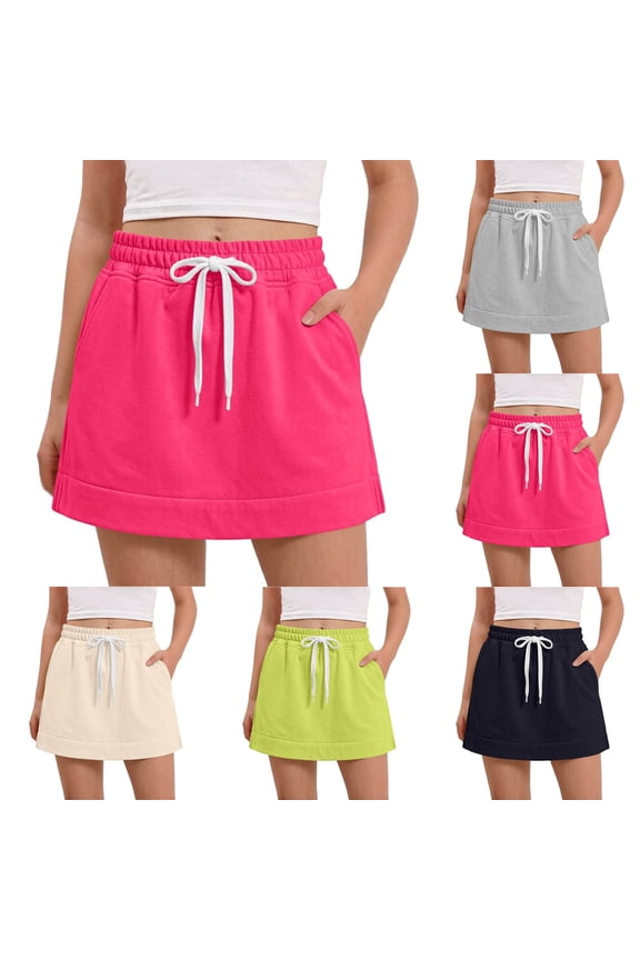 Girls Mini Skorts Cotton Breathable Elastic Waist with Pocket Summer Casual Sports Skorts Green Size 8