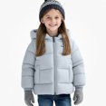 thumbnail image 1 of Teylalorva Girls Outerwear Jackets Reversible Fleece Lined Hooded Puffer Coat Warm Winter Outdoor Coat（1-12） Sky Blue Size 4T, 1 of 8