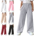 thumbnail image 1 of Teylalorva Girls Sweatpants (4-15) Double Sided Fleece Lounge Pants with Side Pockets Elastic Waist Warm Casual Home Wear White Size 12-13Years, 1 of 2