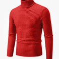 thumbnail image 1 of Teylalorva Men's Sweater Vintage Solid Color Turtleneck Elastic Casual Winter Spring Pullover Top, 1 of 3