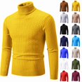 thumbnail image 1 of Teylalorva Men's Sweater Vintage Solid Color Turtleneck Elastic Casual Winter Spring Pullover Top, 1 of 3